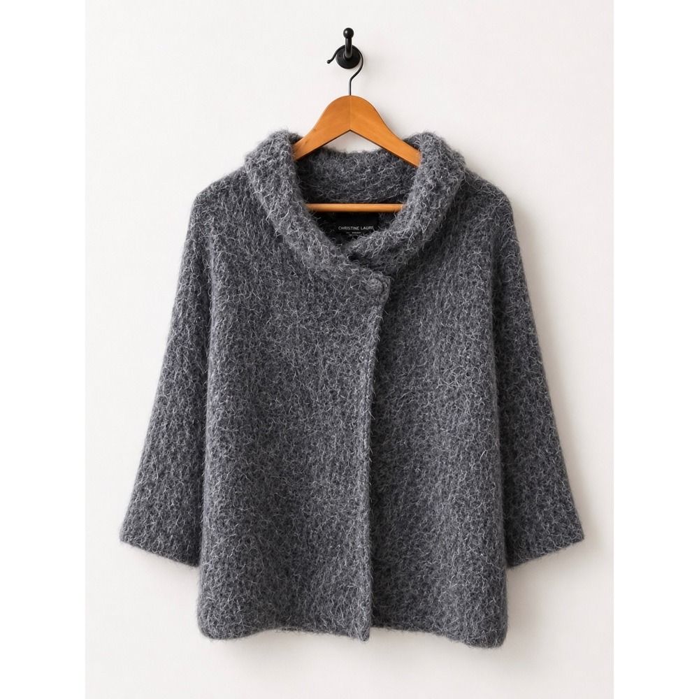 Cynthia Rowley Wool Blend Sweater Jacket Gray Soft Snap Front Size M NWOT